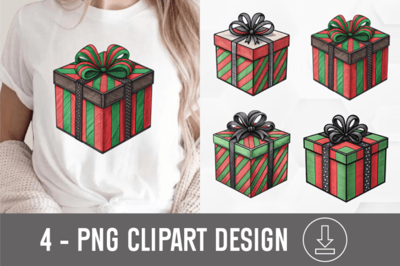 Download Green Striped Gift Box Clipart - Gift box clipart Collection