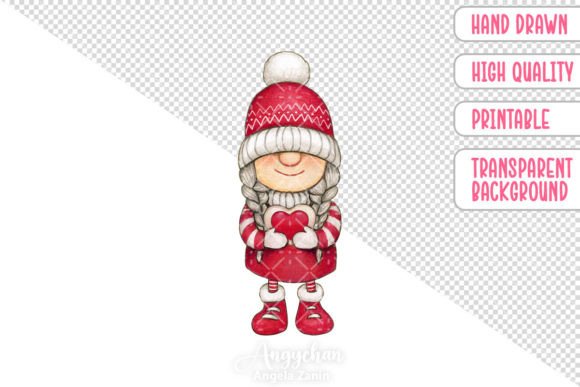 Download Hand Drawn Valentine Gnome Girl - Hand drawn valentine Collection