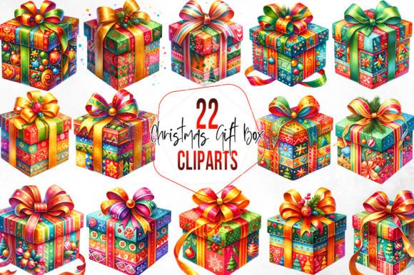 Download Watercolor Christmas Gift Box Clipart - Gift box clipart Collection