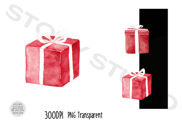 Download Watercolor Red Gift Box Clipart Set - Gift box clipart Collection