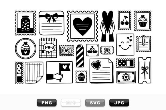 Download Hand Drawn Valentine Stamp Set - Hand drawn valentine Collection