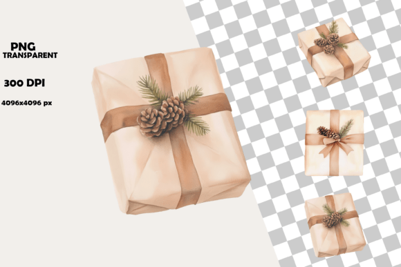 Download Rustic Christmas Gift Box Clipart Set - Gift box clipart Collection