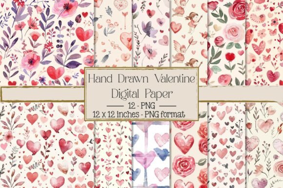 Download Hand Drawn Valentine Seamless Pattern - Hand drawn valentine Collection
